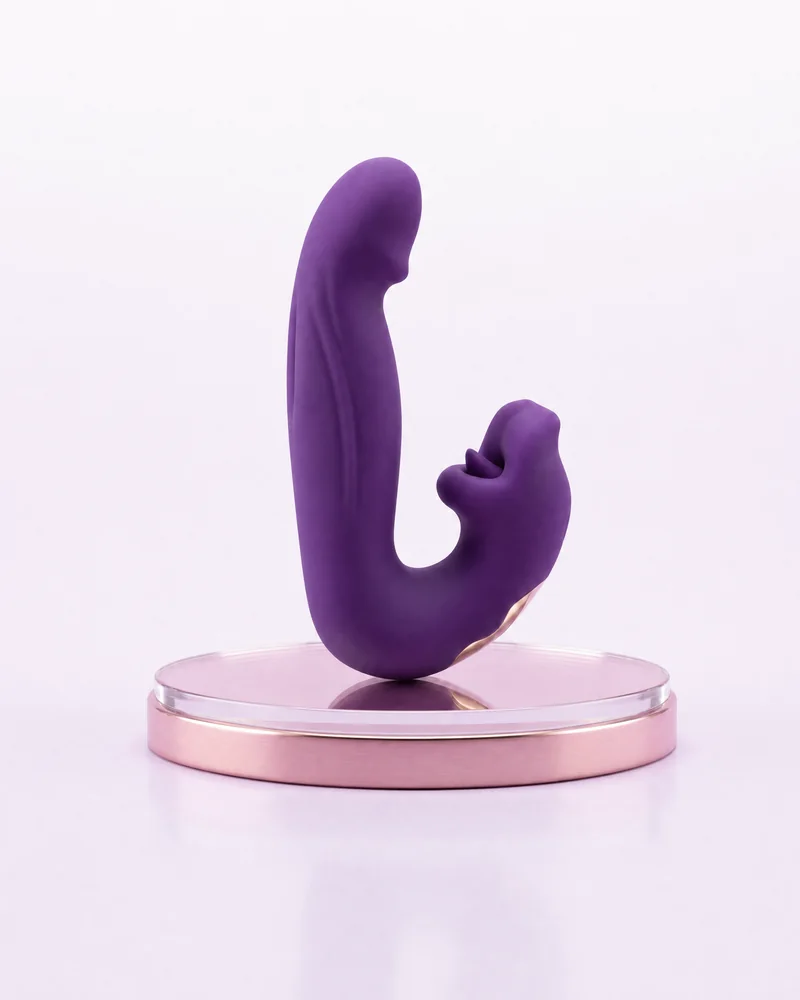 Red Lip Pro handsfree vibrator i lila på sin rosé bas